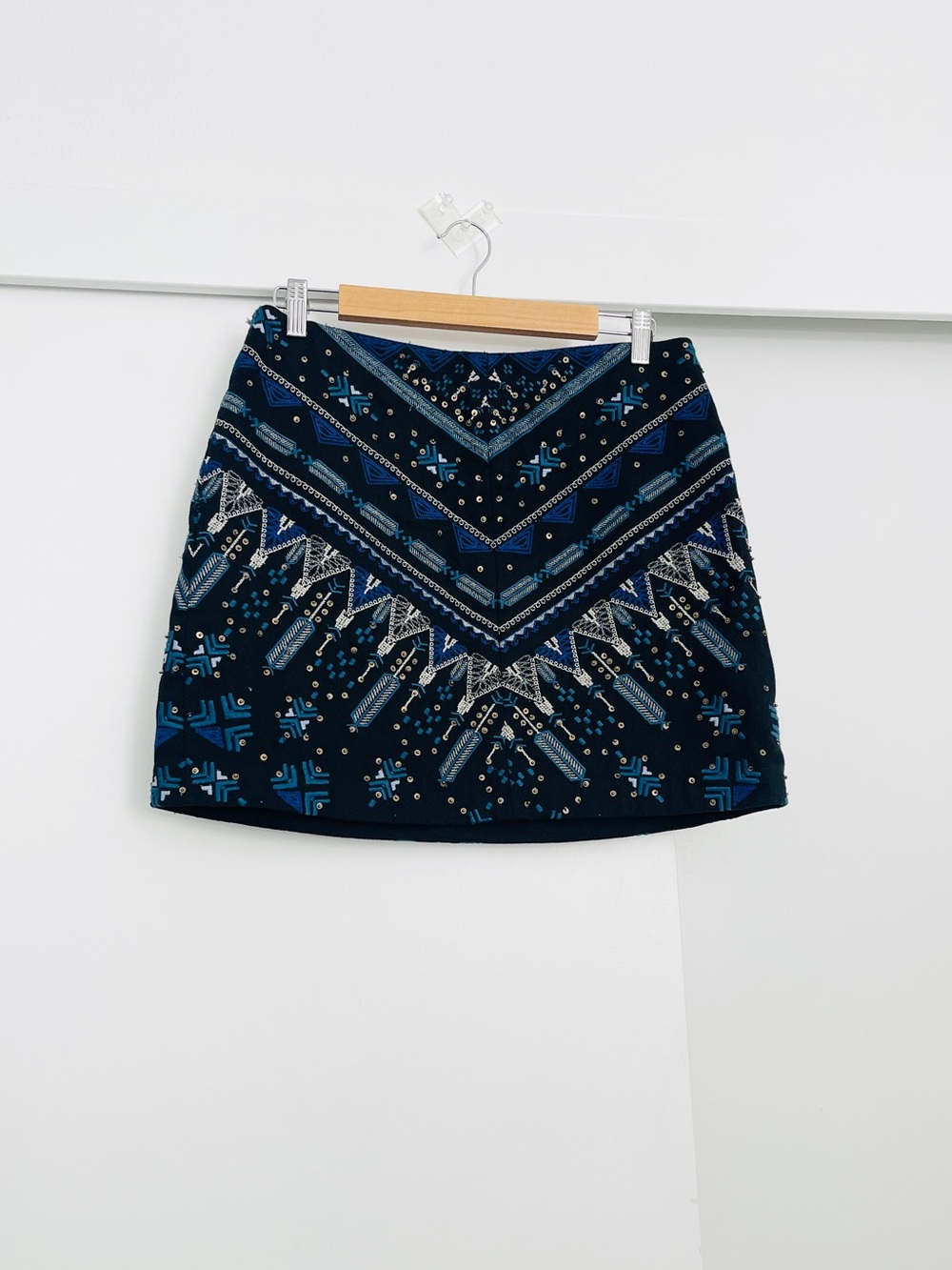 NWOT Free People Mercury Retrograde Embroidered Beaded Mini Skirt Size 8
